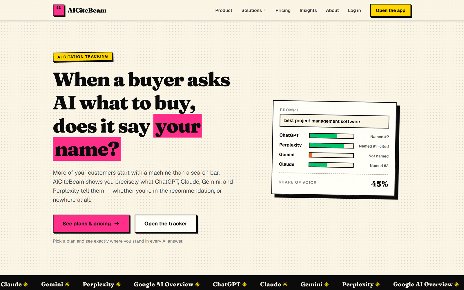 AICiteBeam — AI Citation Tracker website