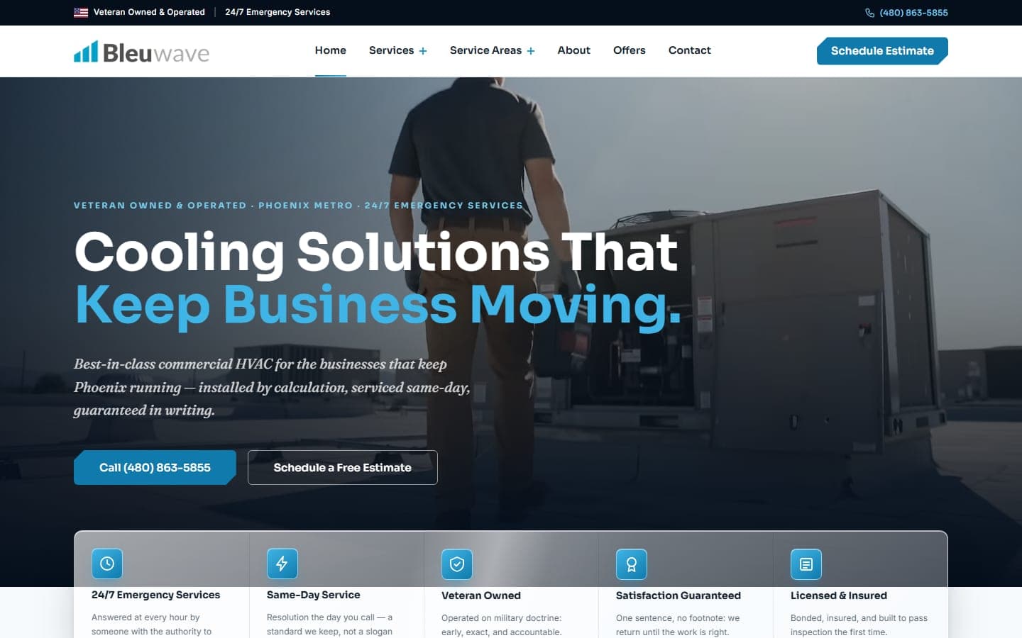 Bleuwave Commercial HVAC website