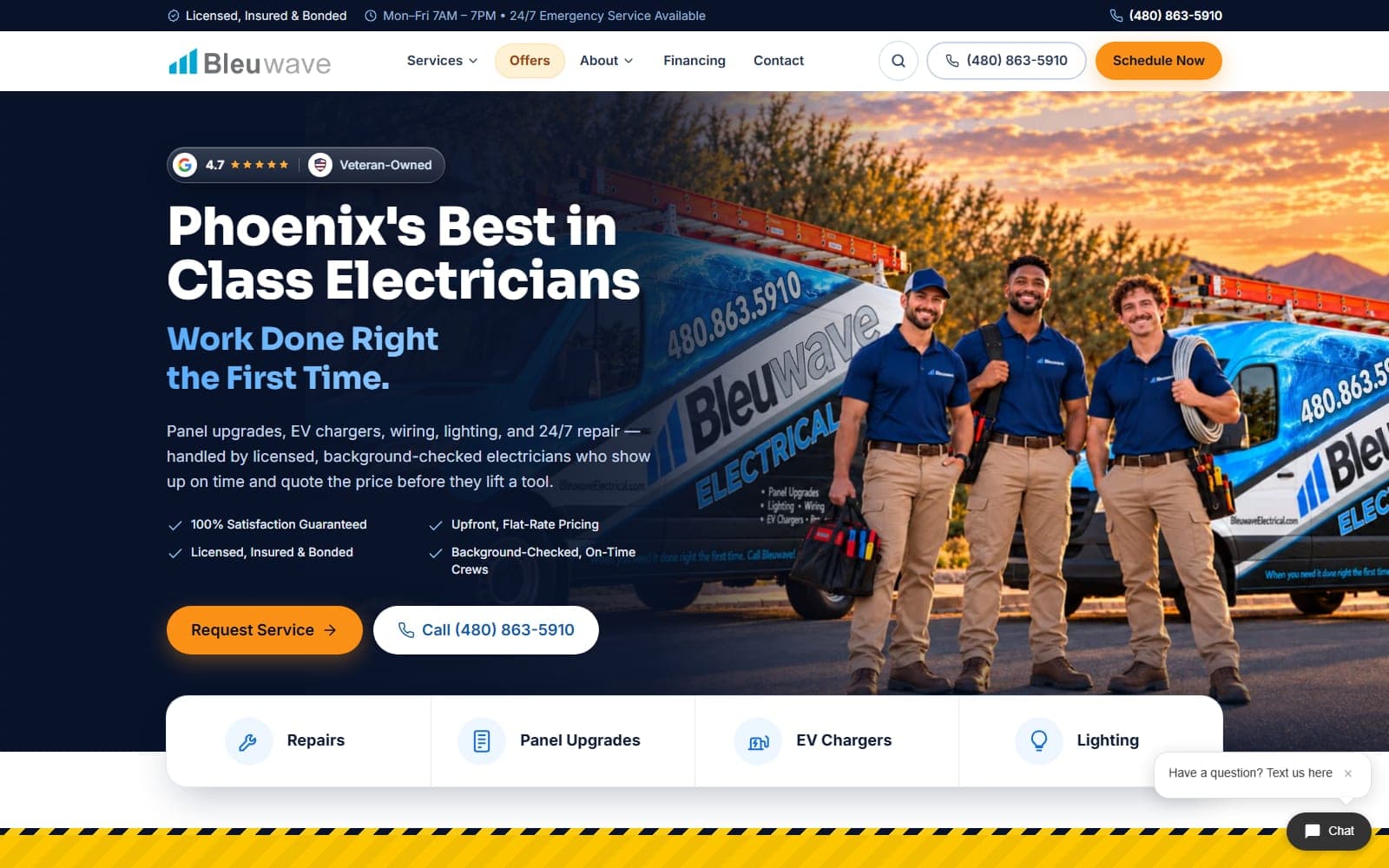 Bleuwave Electrical: Redesign & 1,400-Page Service Library website