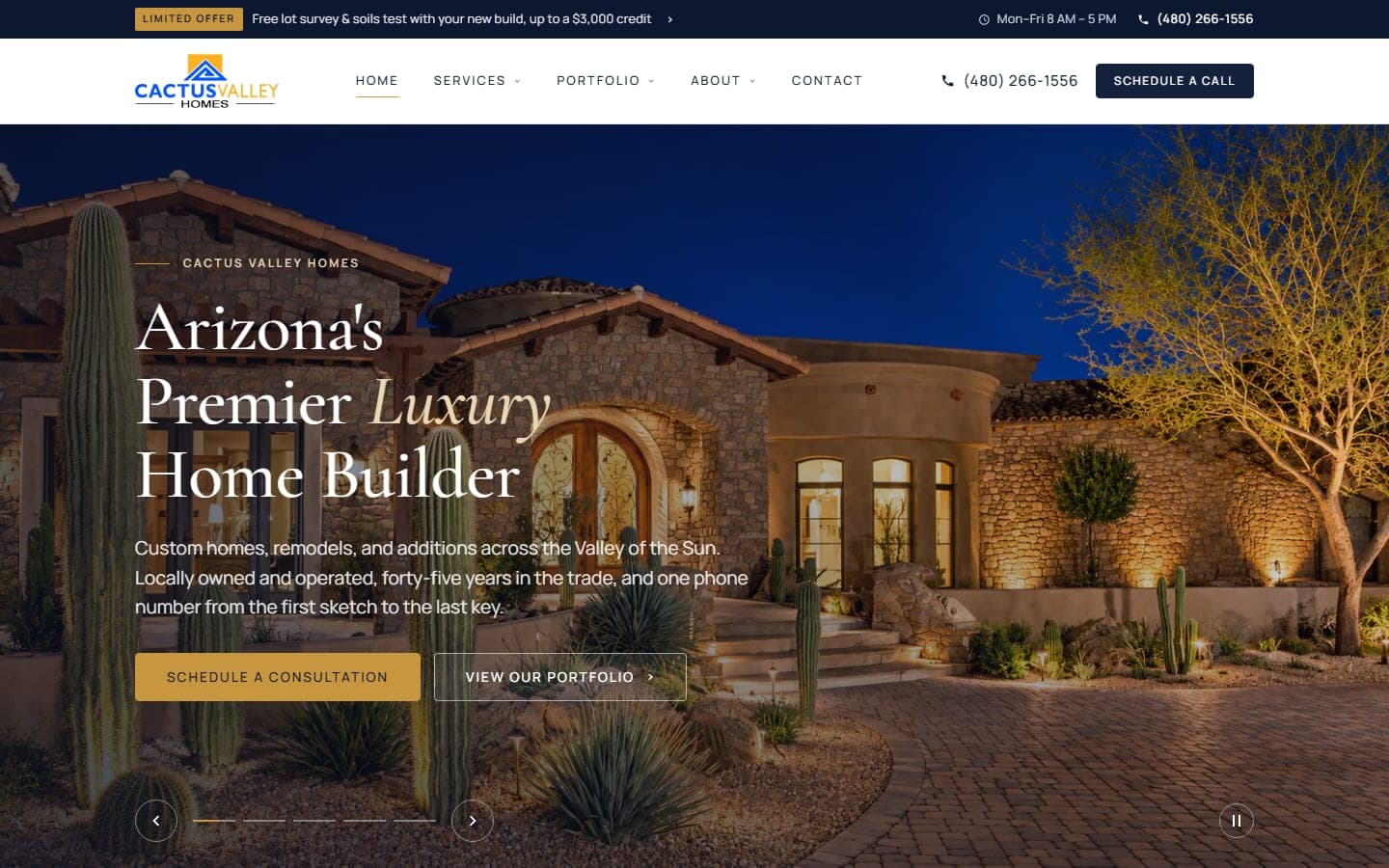 Cactus Valley Homes website