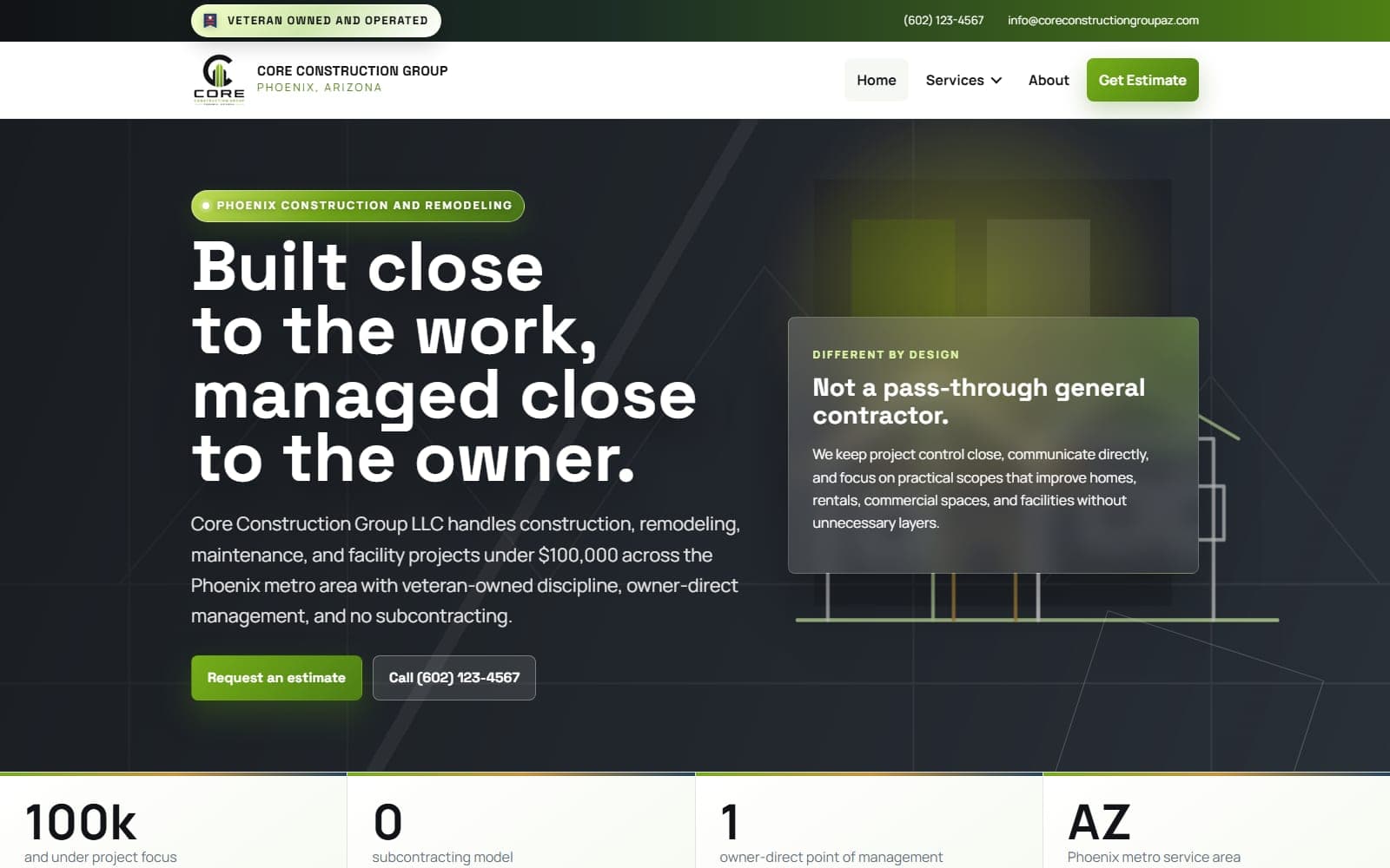 Core Construction Group website