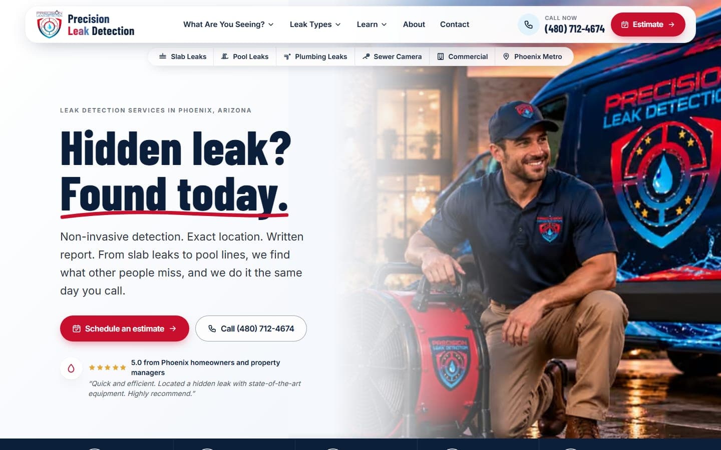 Precision Leak Detection website