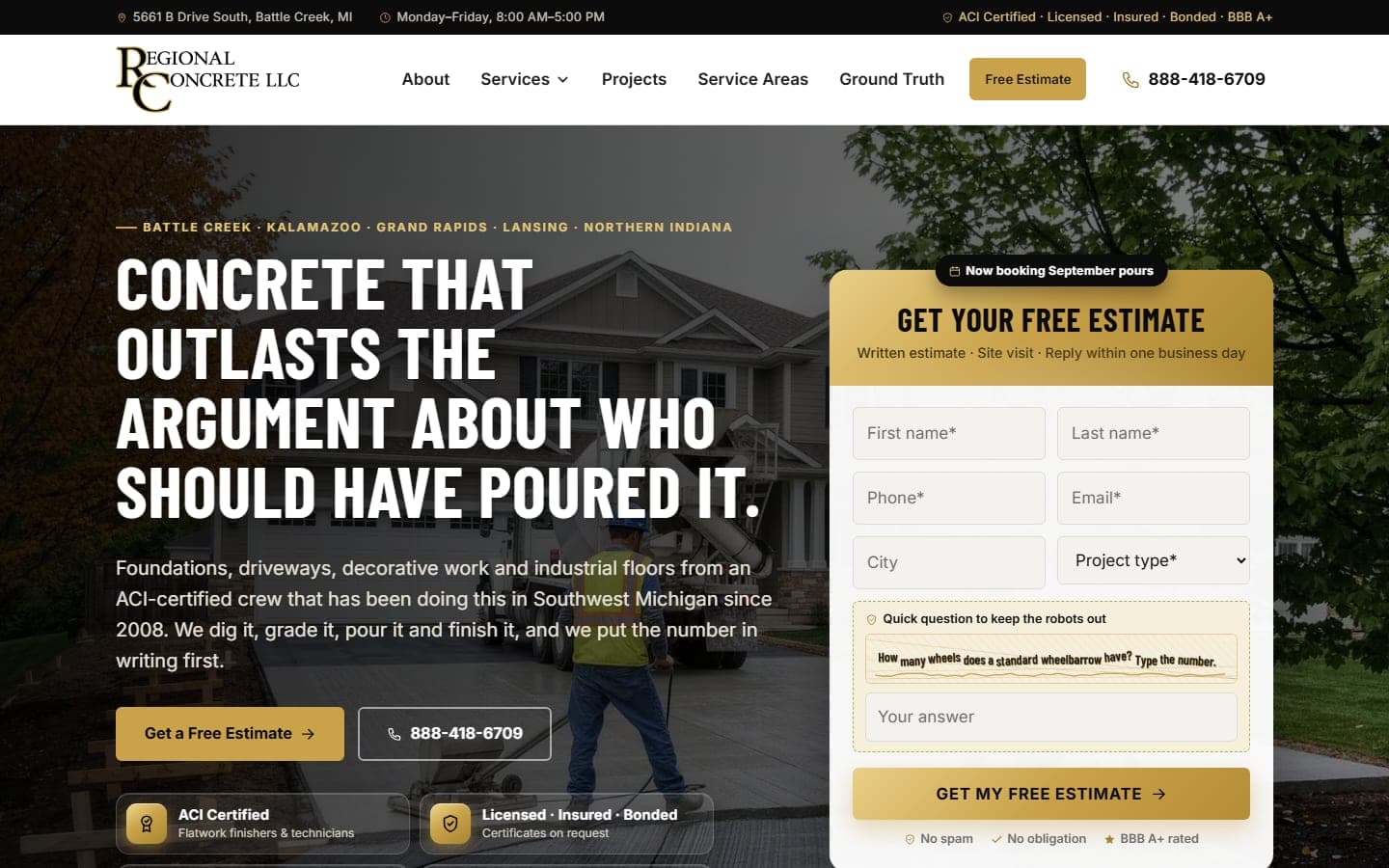 Regional Concrete LLC website
