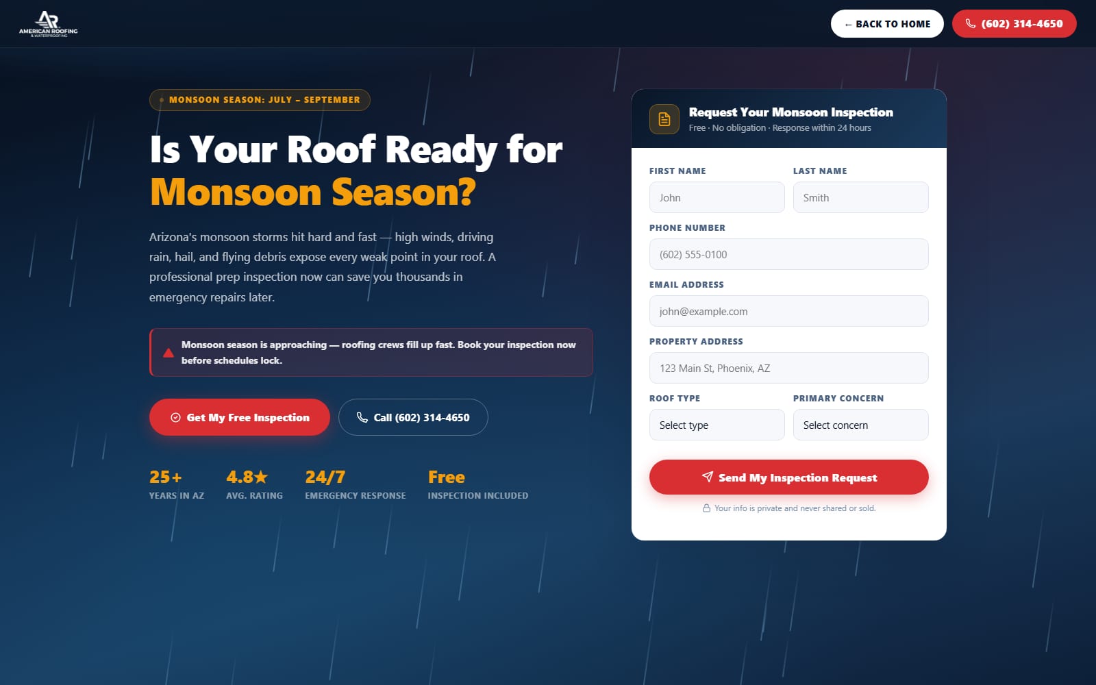 Monsoon Roof Prep — Phoenix, AZ · Southwest